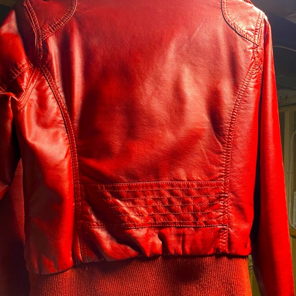 Faux Red Leather Jacket - Picture 4 of 4
